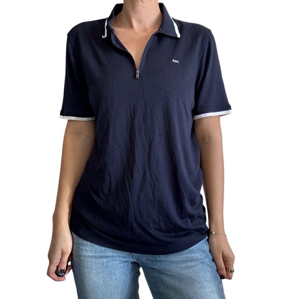 Michael Kors Navy Blue Short Sleeve Polo Shirt Men’s Size Medium Preppy Casual